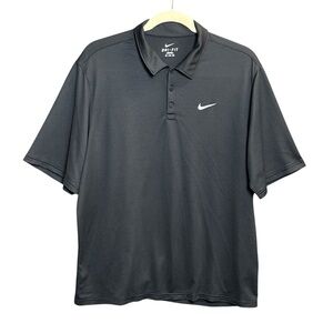 Nike Dri Fit Mens 2XL Short Sleeve Polo Shirt Black Lightweight Tennis Golf